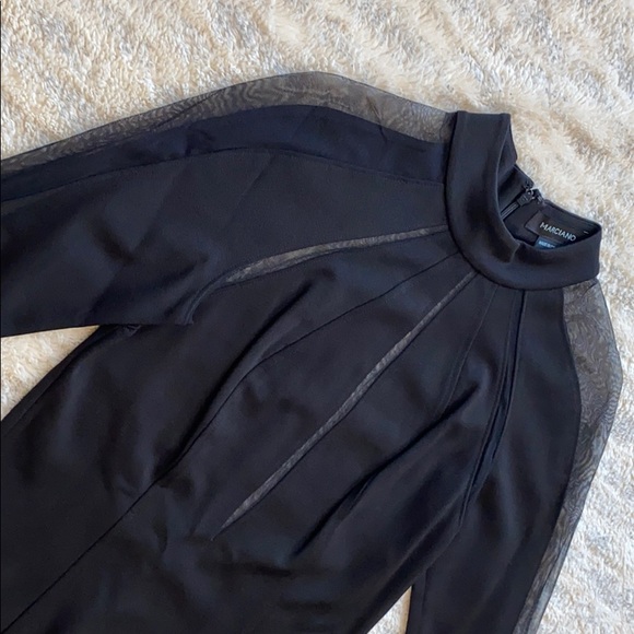 Marciano High Neck Long Sleeve Mesh Body Con Dress - Picture 3 of 7